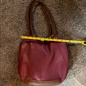 Elegant Burgundy and Brown Women's Handbag